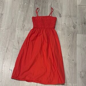 Red Sleeveless Midi Dress